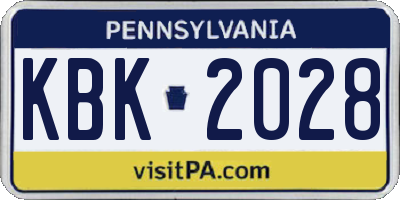 PA license plate KBK2028