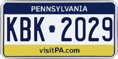 PA license plate KBK2029