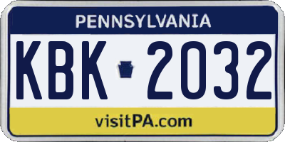 PA license plate KBK2032