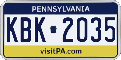 PA license plate KBK2035