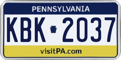 PA license plate KBK2037