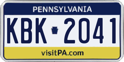 PA license plate KBK2041