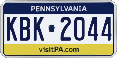 PA license plate KBK2044