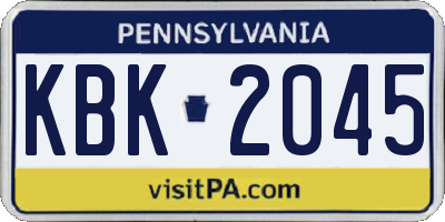 PA license plate KBK2045