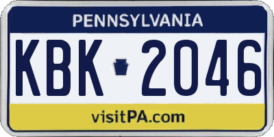 PA license plate KBK2046