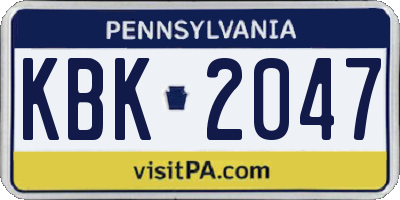 PA license plate KBK2047
