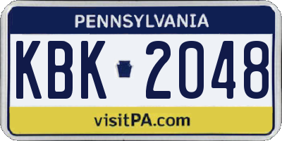 PA license plate KBK2048