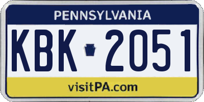 PA license plate KBK2051
