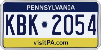 PA license plate KBK2054