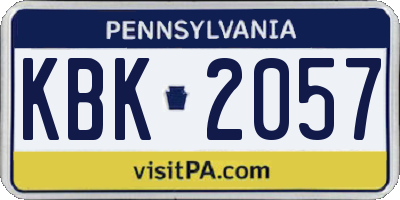 PA license plate KBK2057