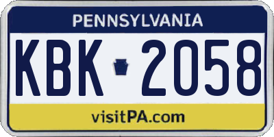 PA license plate KBK2058