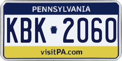PA license plate KBK2060