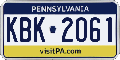 PA license plate KBK2061