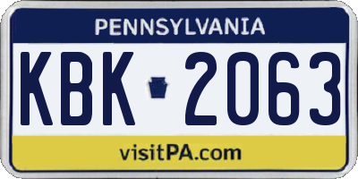 PA license plate KBK2063