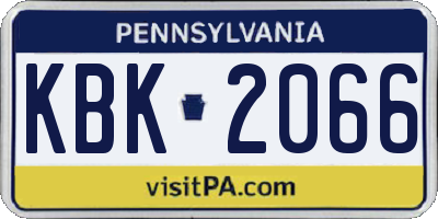PA license plate KBK2066