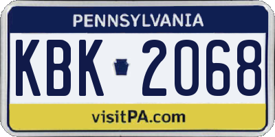 PA license plate KBK2068
