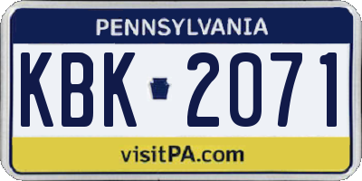 PA license plate KBK2071