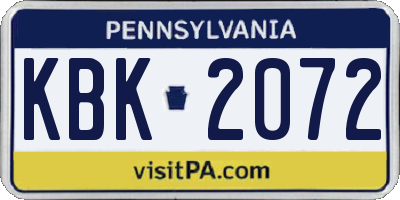 PA license plate KBK2072