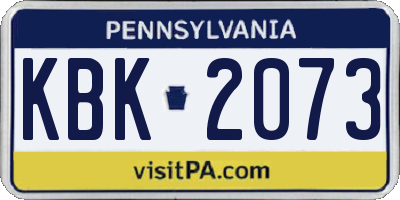 PA license plate KBK2073