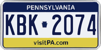 PA license plate KBK2074