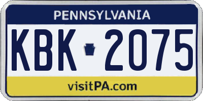 PA license plate KBK2075