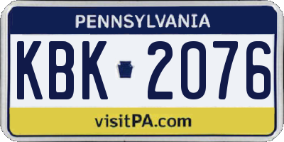 PA license plate KBK2076