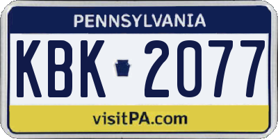 PA license plate KBK2077
