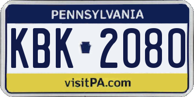PA license plate KBK2080