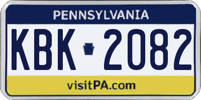 PA license plate KBK2082