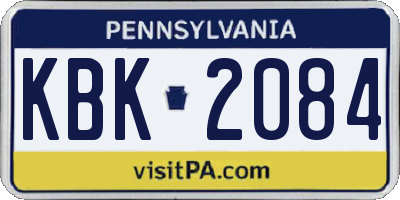 PA license plate KBK2084