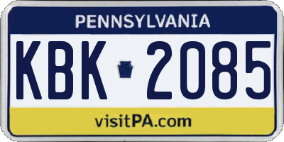 PA license plate KBK2085