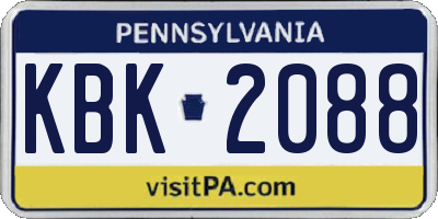 PA license plate KBK2088