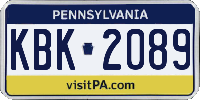 PA license plate KBK2089