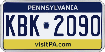 PA license plate KBK2090