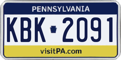 PA license plate KBK2091