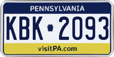 PA license plate KBK2093
