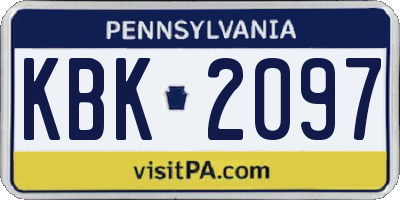 PA license plate KBK2097