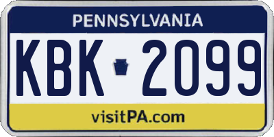 PA license plate KBK2099