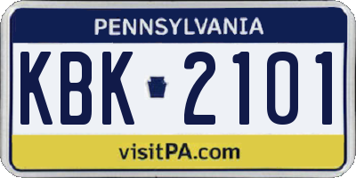 PA license plate KBK2101