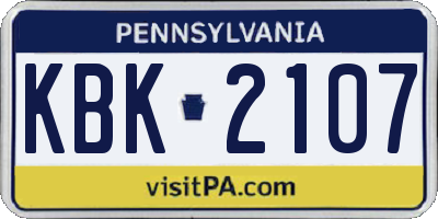 PA license plate KBK2107