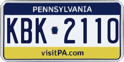 PA license plate KBK2110