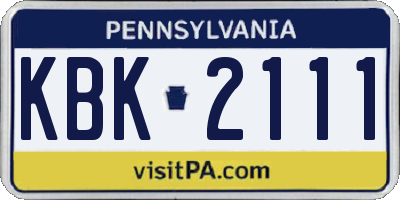 PA license plate KBK2111