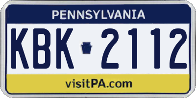 PA license plate KBK2112