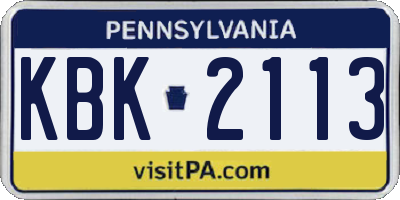 PA license plate KBK2113