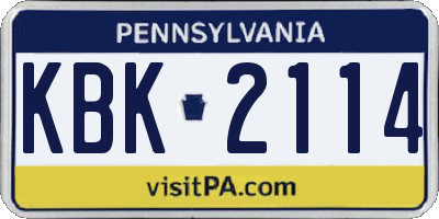 PA license plate KBK2114