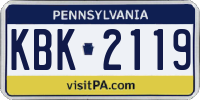 PA license plate KBK2119