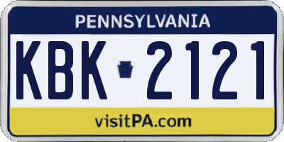 PA license plate KBK2121