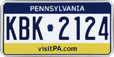 PA license plate KBK2124
