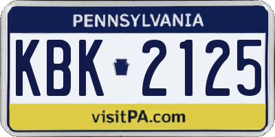 PA license plate KBK2125