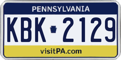 PA license plate KBK2129